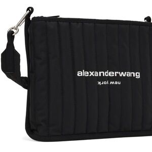 Alexander Wang Black Quilted Laptop Crossbody Bag with Logo